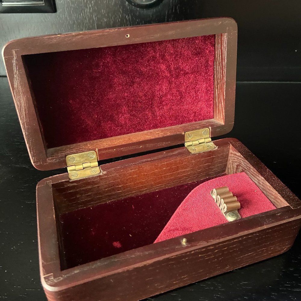 Vintage jewelry box Red wood  Velvet